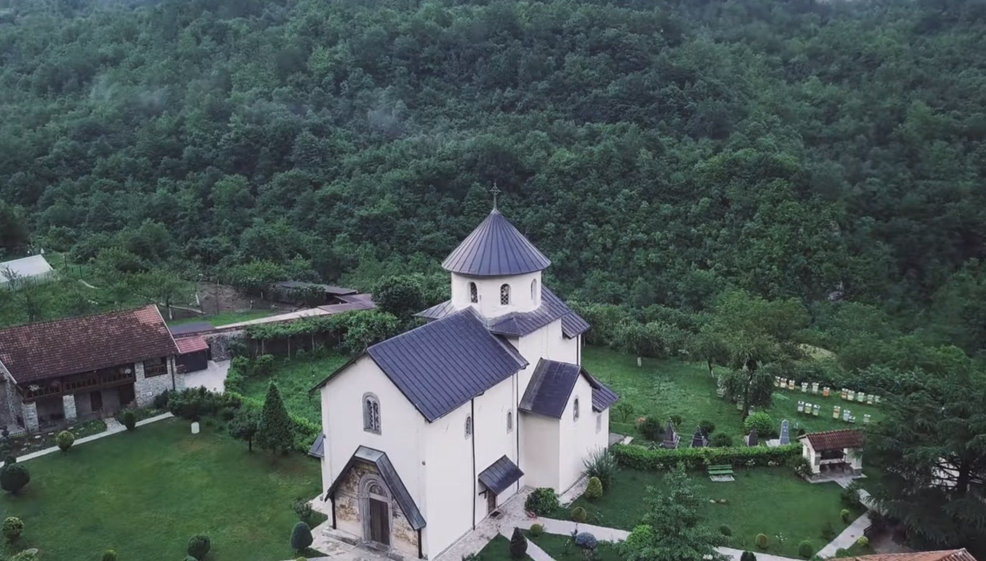Aerial view of Morača Monastery, Montenegro