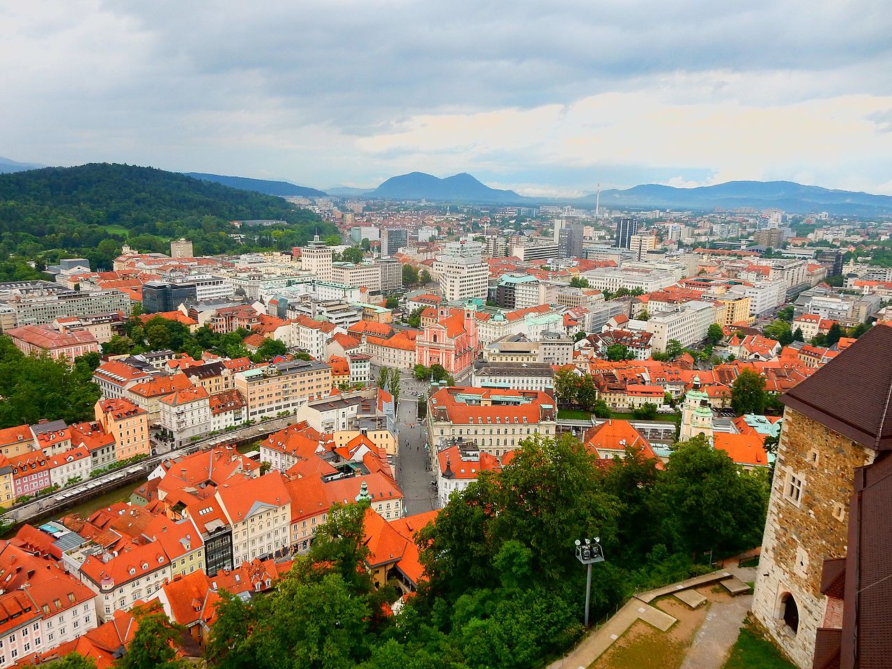 Ljubljana, Slovenia — capital city with Ljubljanica River and castle